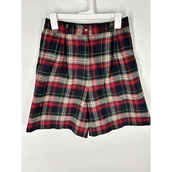 Talbots Pants - Vintage Talbots Plaid Pleated Bermuda Shorts 10 Twee Preppy High Waist Academia